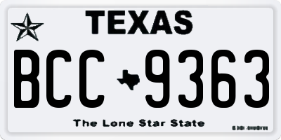 TX license plate BCC9363