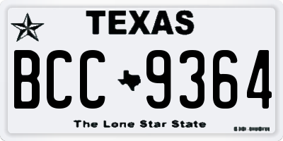 TX license plate BCC9364