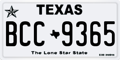 TX license plate BCC9365