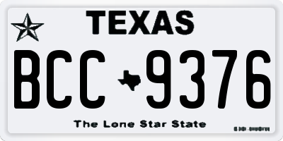 TX license plate BCC9376