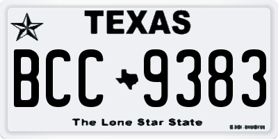 TX license plate BCC9383