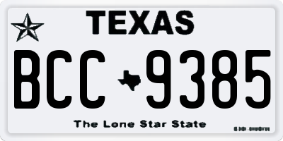 TX license plate BCC9385