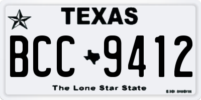 TX license plate BCC9412