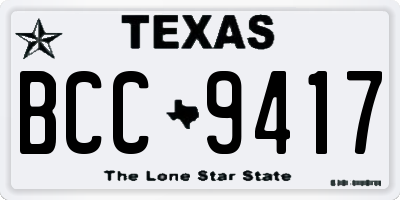 TX license plate BCC9417