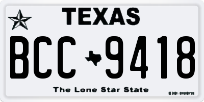 TX license plate BCC9418