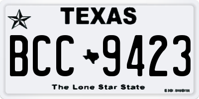 TX license plate BCC9423