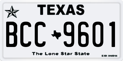 TX license plate BCC9601