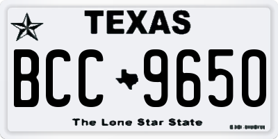 TX license plate BCC9650