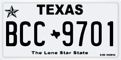 TX license plate BCC9701