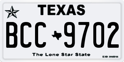 TX license plate BCC9702