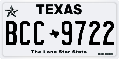 TX license plate BCC9722