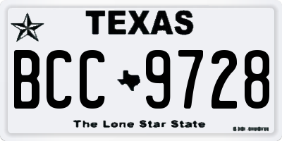 TX license plate BCC9728