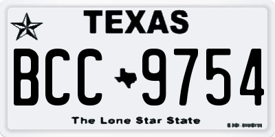TX license plate BCC9754
