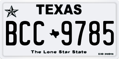 TX license plate BCC9785