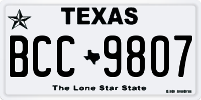 TX license plate BCC9807