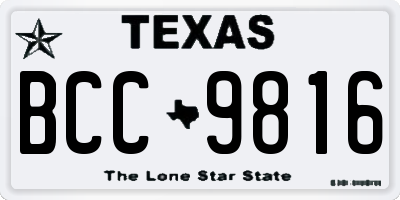 TX license plate BCC9816