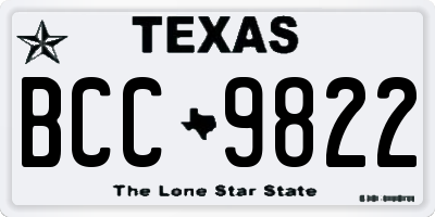 TX license plate BCC9822