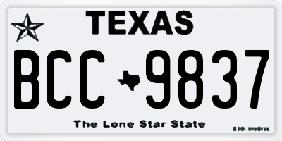 TX license plate BCC9837
