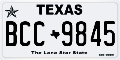 TX license plate BCC9845