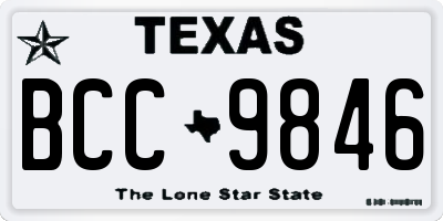 TX license plate BCC9846