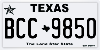 TX license plate BCC9850