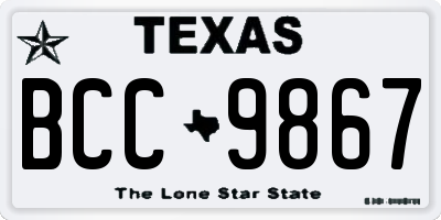 TX license plate BCC9867
