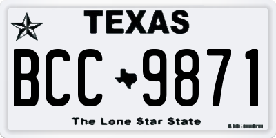 TX license plate BCC9871