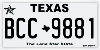 TX license plate BCC9881