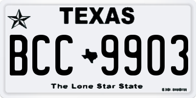 TX license plate BCC9903
