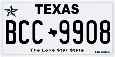 TX license plate BCC9908
