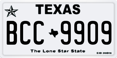 TX license plate BCC9909