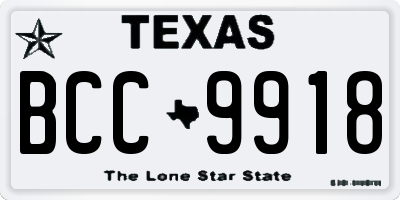 TX license plate BCC9918