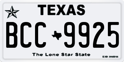 TX license plate BCC9925