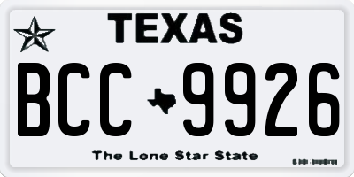 TX license plate BCC9926