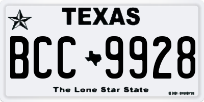 TX license plate BCC9928