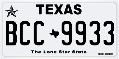 TX license plate BCC9933