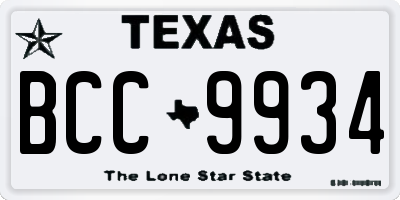TX license plate BCC9934