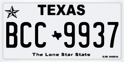 TX license plate BCC9937