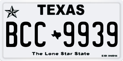 TX license plate BCC9939
