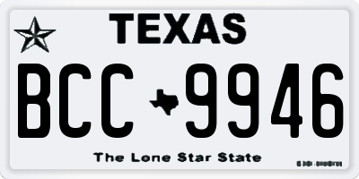 TX license plate BCC9946