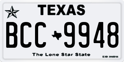 TX license plate BCC9948