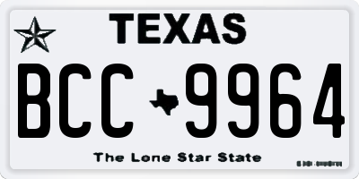 TX license plate BCC9964