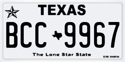 TX license plate BCC9967