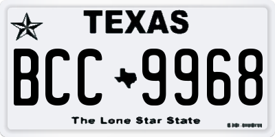 TX license plate BCC9968