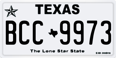 TX license plate BCC9973