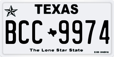 TX license plate BCC9974