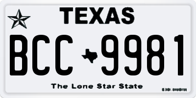 TX license plate BCC9981