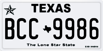 TX license plate BCC9986