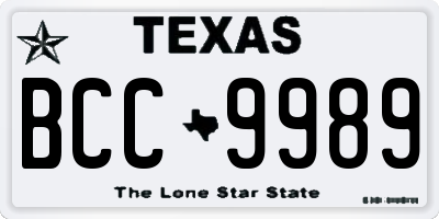 TX license plate BCC9989