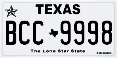 TX license plate BCC9998